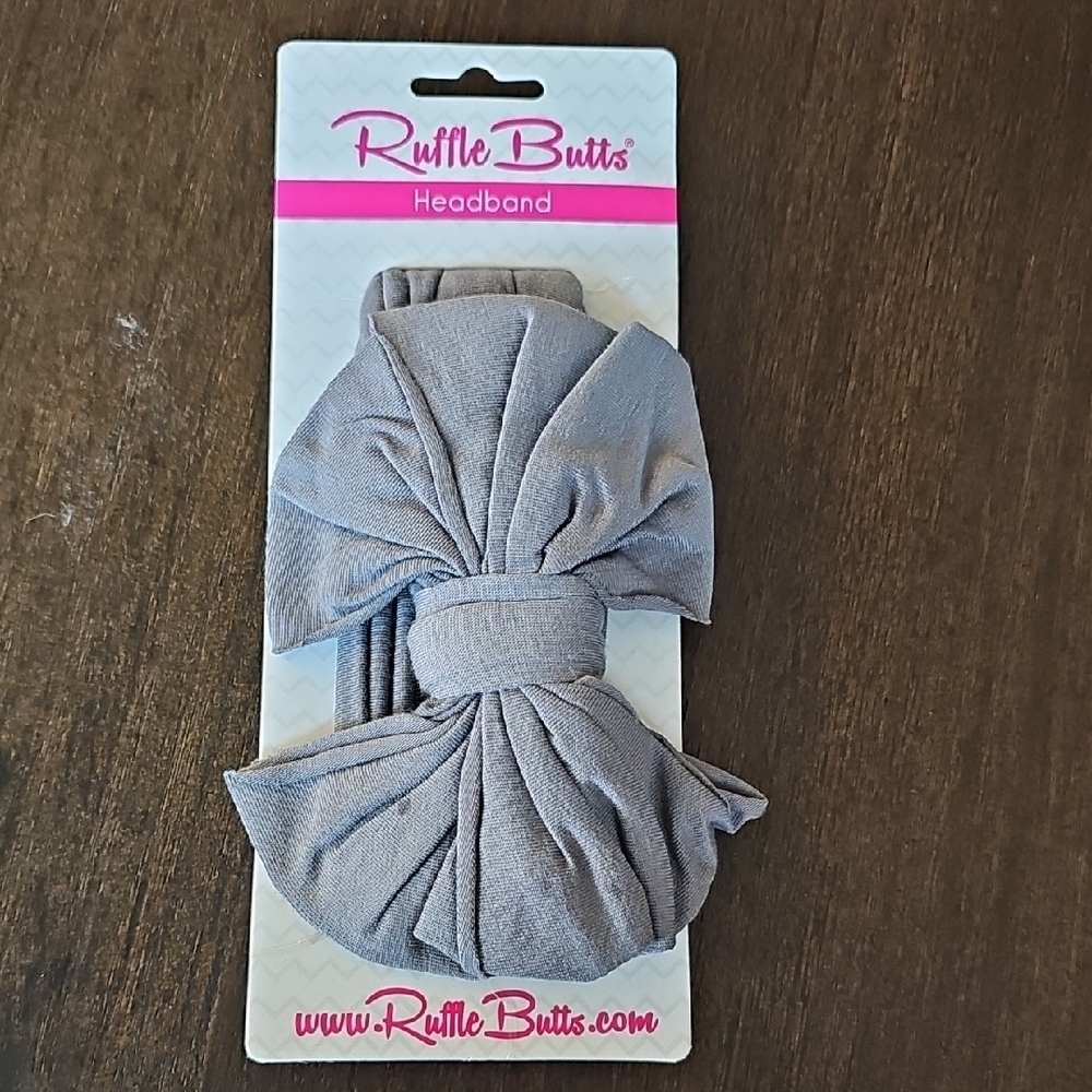 Ruffle Butts Gray Bow Hair Accessory